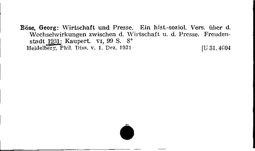 [Katalogkarte Dissertationenkatalog bis 1980]