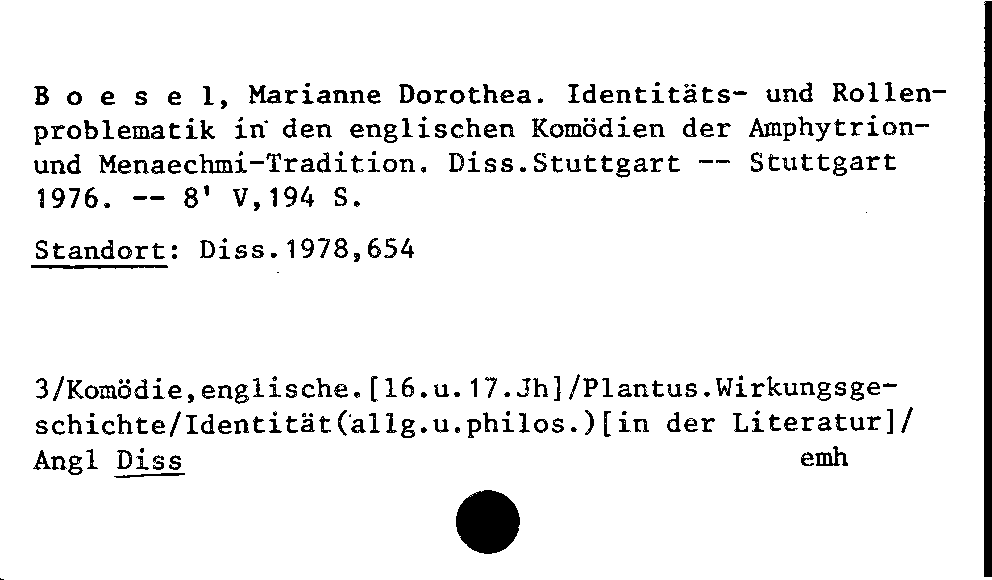 [Katalogkarte Dissertationenkatalog bis 1980]