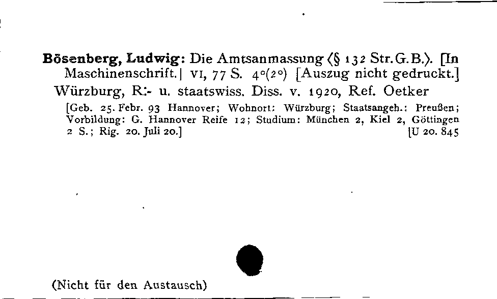 [Katalogkarte Dissertationenkatalog bis 1980]