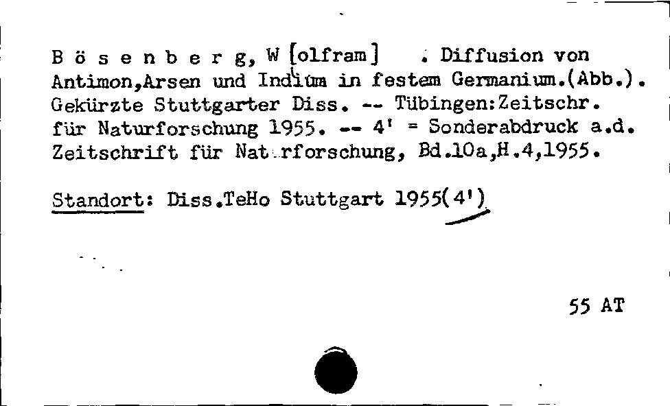 [Katalogkarte Dissertationenkatalog bis 1980]