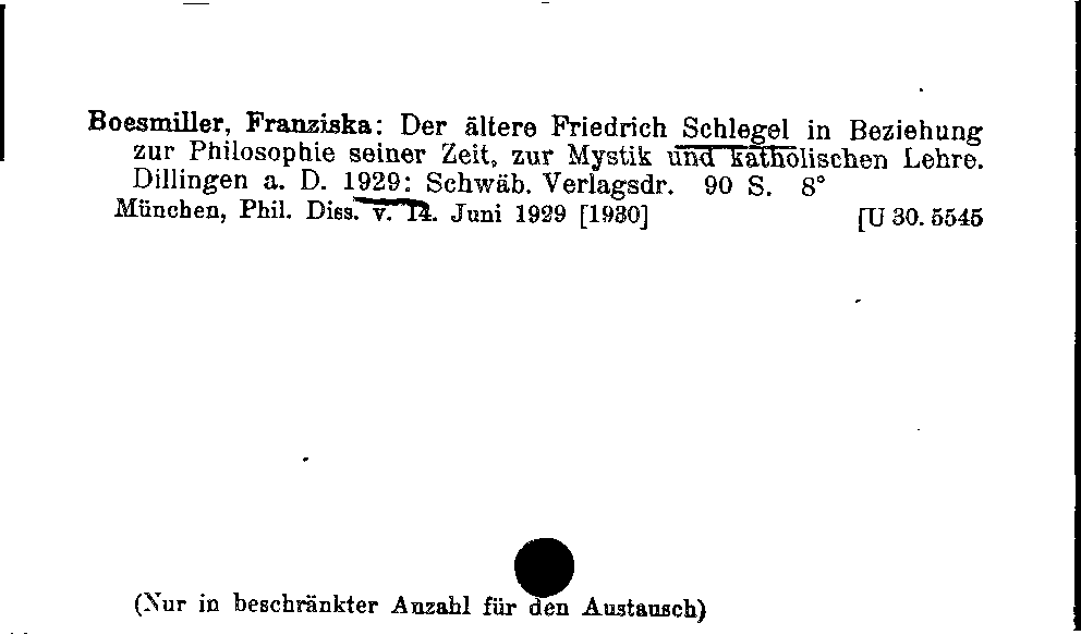 [Katalogkarte Dissertationenkatalog bis 1980]