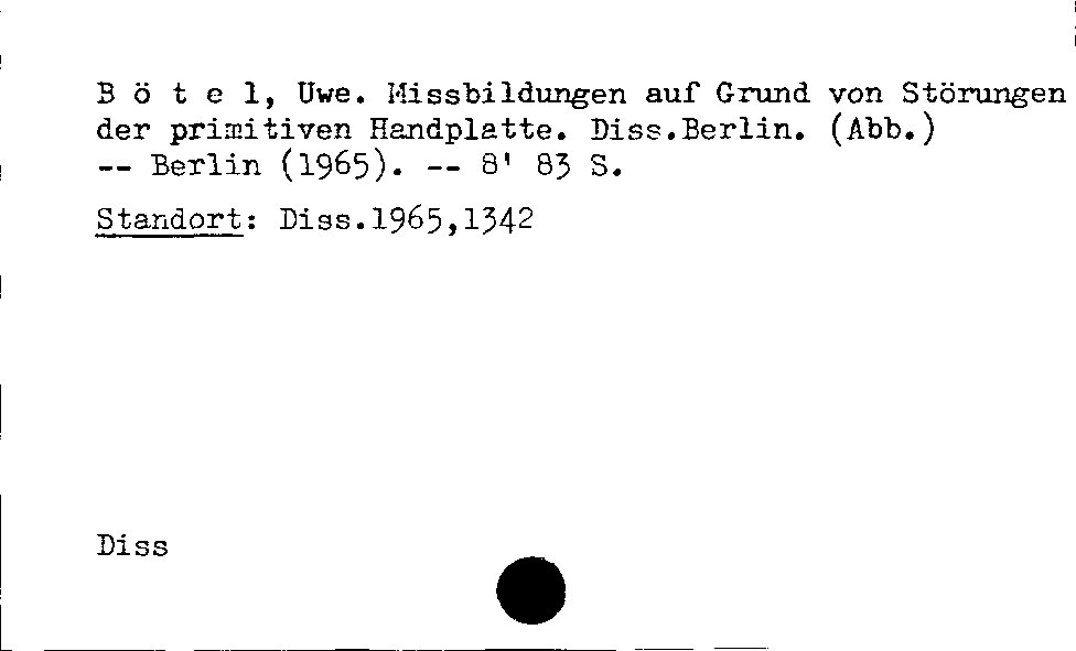 [Katalogkarte Dissertationenkatalog bis 1980]