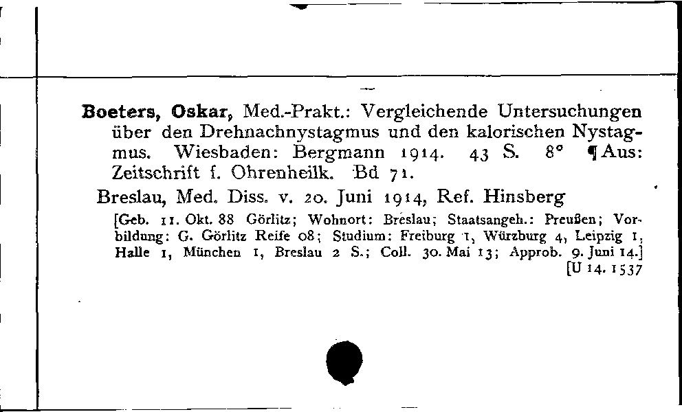 [Katalogkarte Dissertationenkatalog bis 1980]