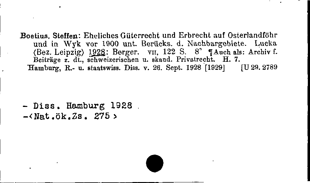 [Katalogkarte Dissertationenkatalog bis 1980]