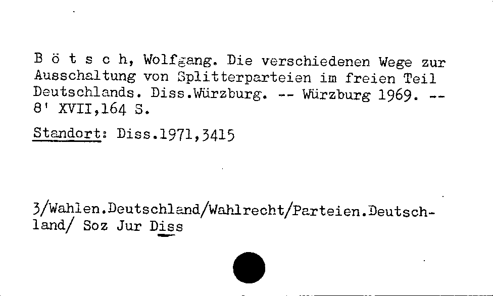 [Katalogkarte Dissertationenkatalog bis 1980]