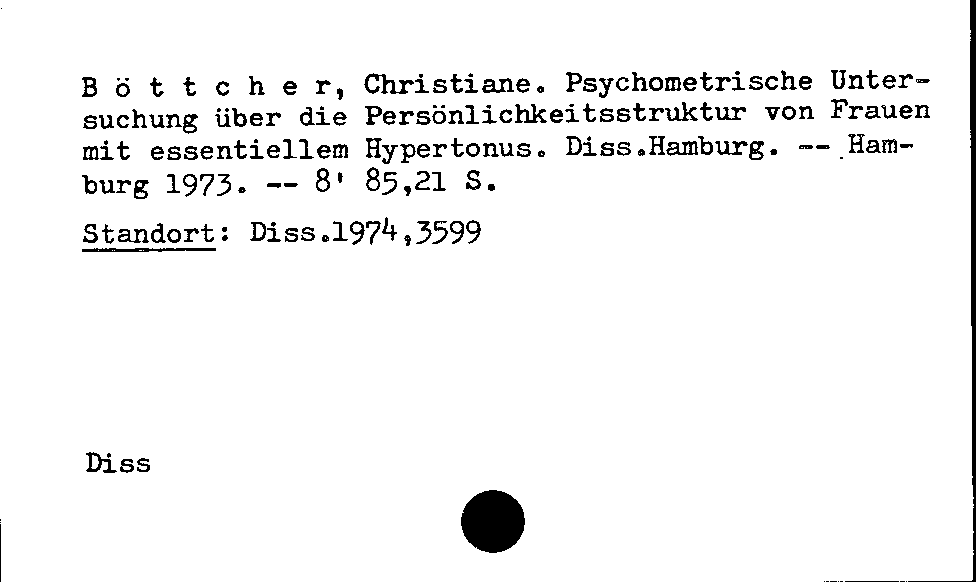 [Katalogkarte Dissertationenkatalog bis 1980]