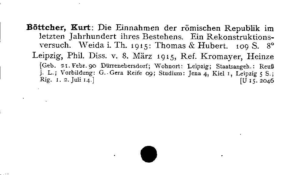 [Katalogkarte Dissertationenkatalog bis 1980]