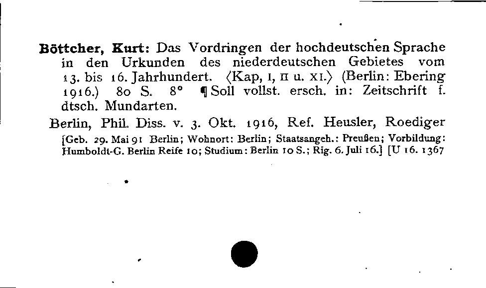 [Katalogkarte Dissertationenkatalog bis 1980]