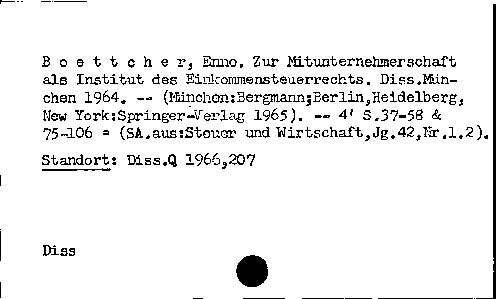 [Katalogkarte Dissertationenkatalog bis 1980]