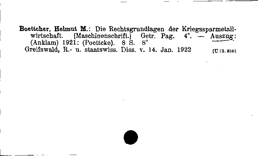 [Katalogkarte Dissertationenkatalog bis 1980]