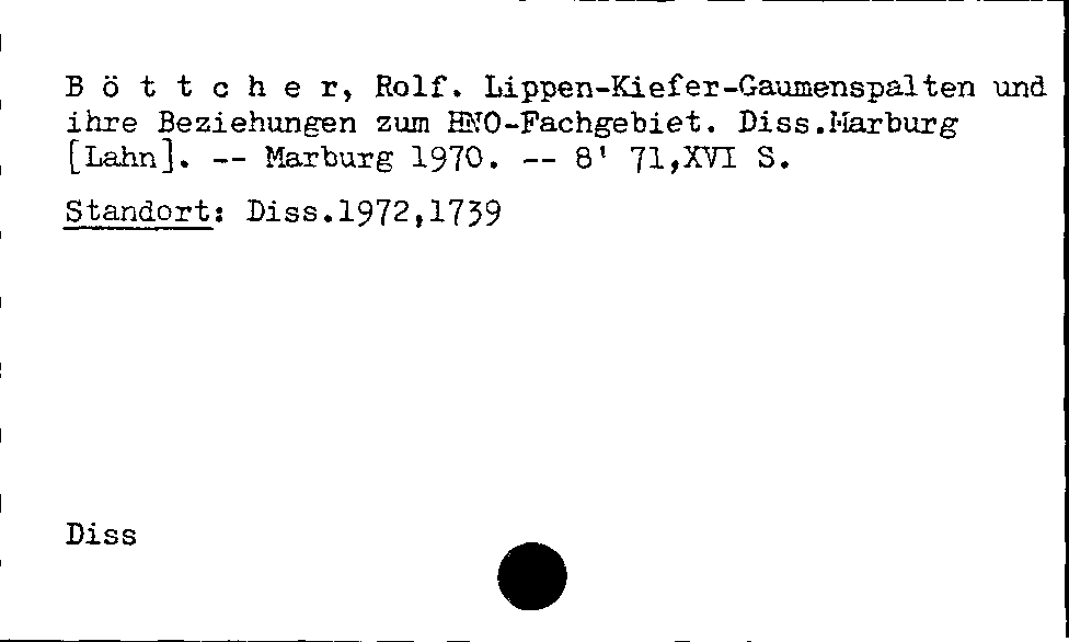 [Katalogkarte Dissertationenkatalog bis 1980]