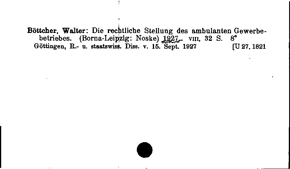 [Katalogkarte Dissertationenkatalog bis 1980]