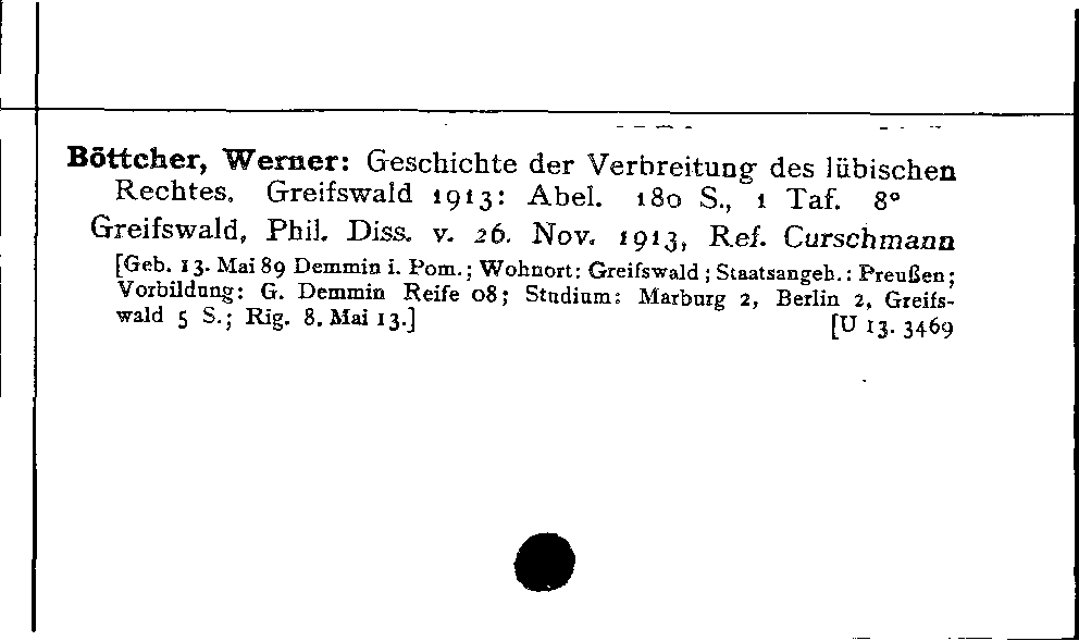 [Katalogkarte Dissertationenkatalog bis 1980]