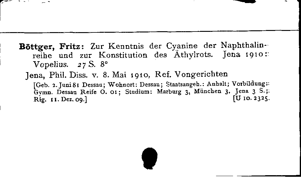 [Katalogkarte Dissertationenkatalog bis 1980]