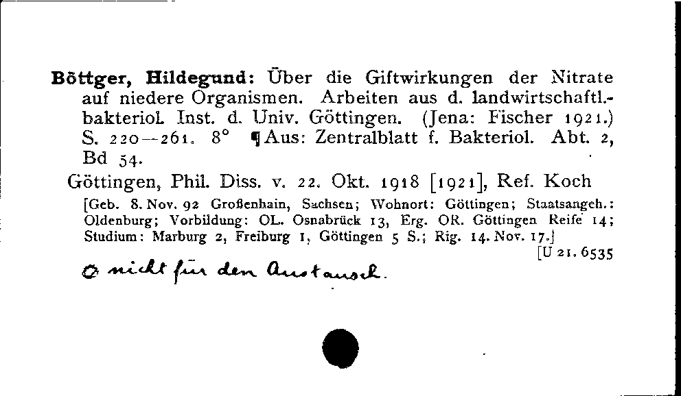 [Katalogkarte Dissertationenkatalog bis 1980]