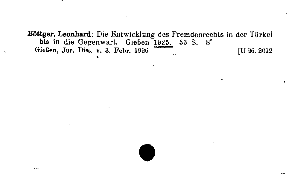 [Katalogkarte Dissertationenkatalog bis 1980]