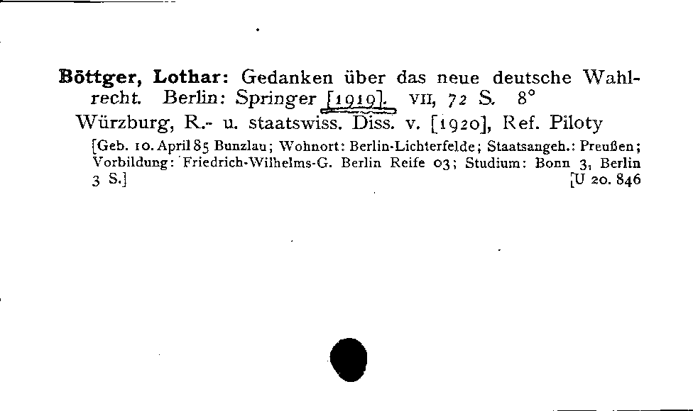 [Katalogkarte Dissertationenkatalog bis 1980]