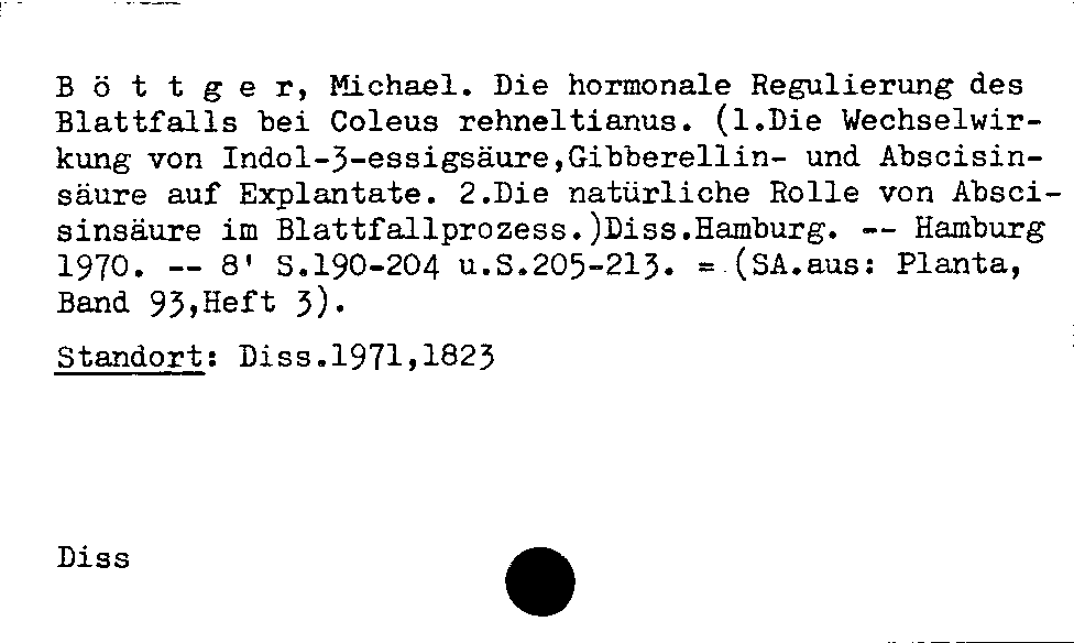 [Katalogkarte Dissertationenkatalog bis 1980]