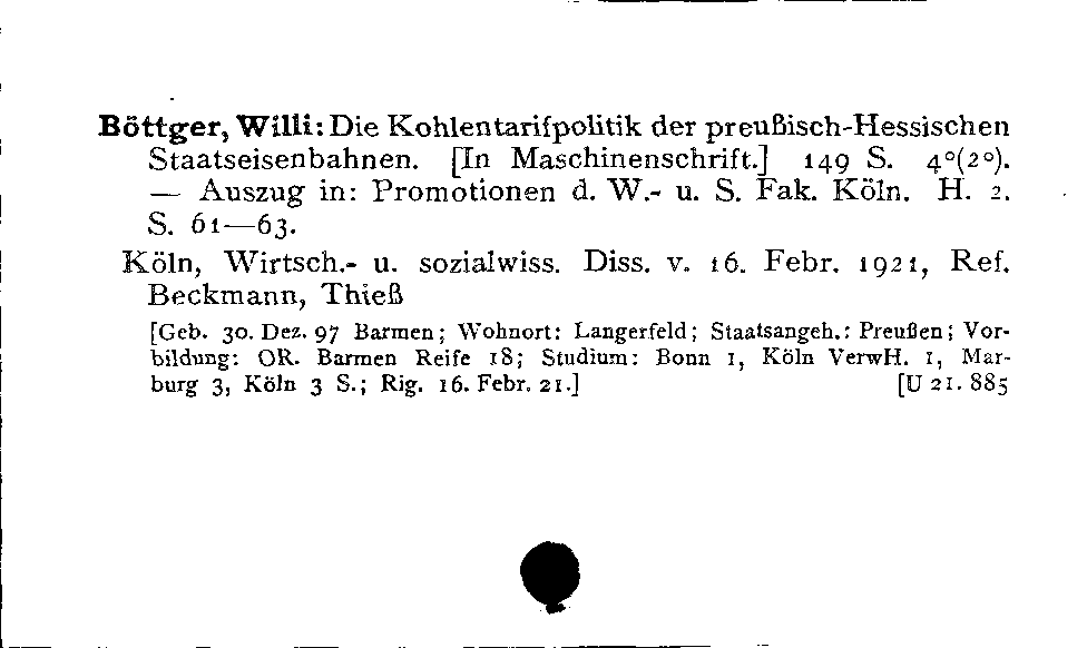 [Katalogkarte Dissertationenkatalog bis 1980]