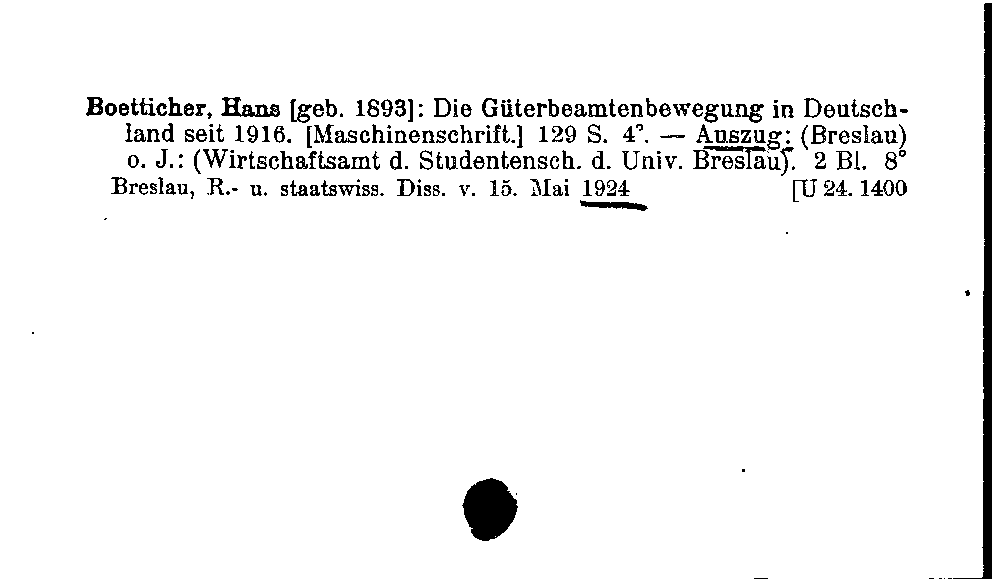 [Katalogkarte Dissertationenkatalog bis 1980]