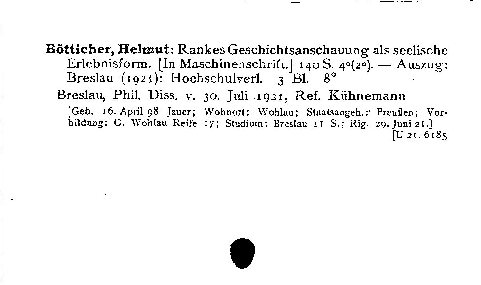 [Katalogkarte Dissertationenkatalog bis 1980]