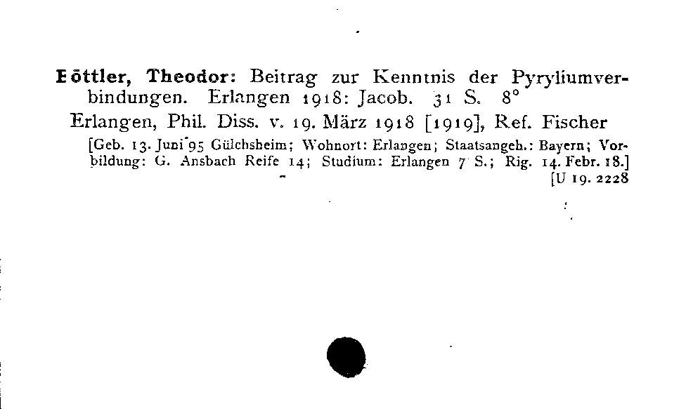 [Katalogkarte Dissertationenkatalog bis 1980]