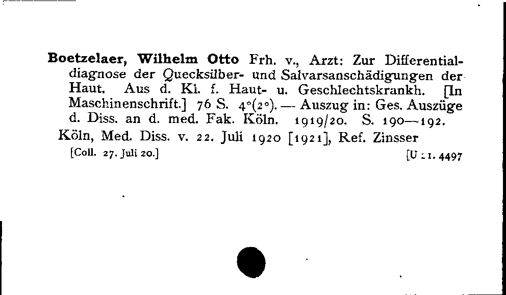 [Katalogkarte Dissertationenkatalog bis 1980]