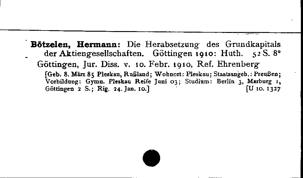 [Katalogkarte Dissertationenkatalog bis 1980]