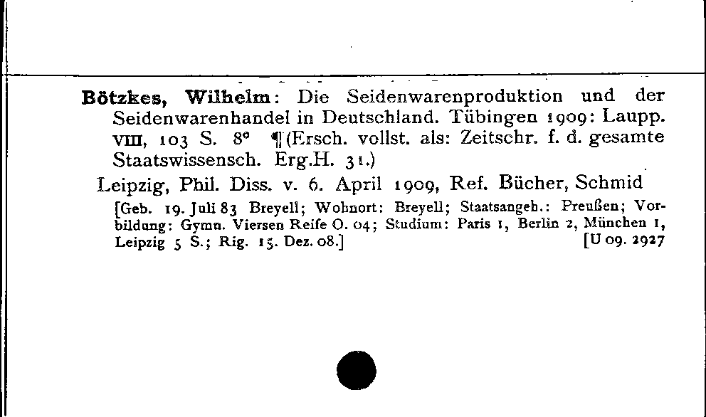 [Katalogkarte Dissertationenkatalog bis 1980]