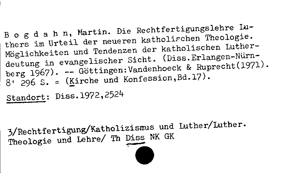 [Katalogkarte Dissertationenkatalog bis 1980]