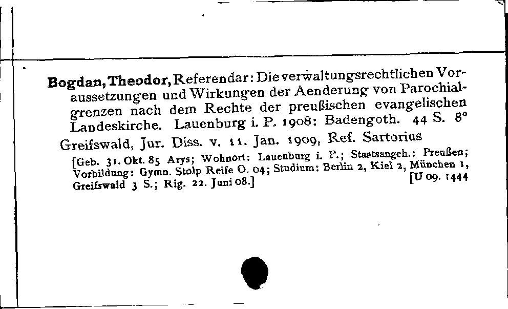 [Katalogkarte Dissertationenkatalog bis 1980]