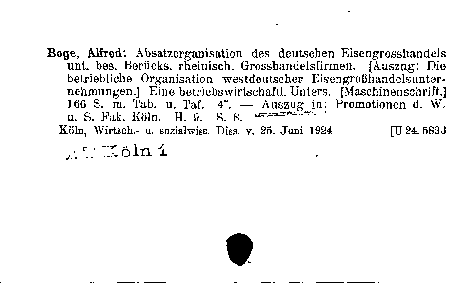 [Katalogkarte Dissertationenkatalog bis 1980]