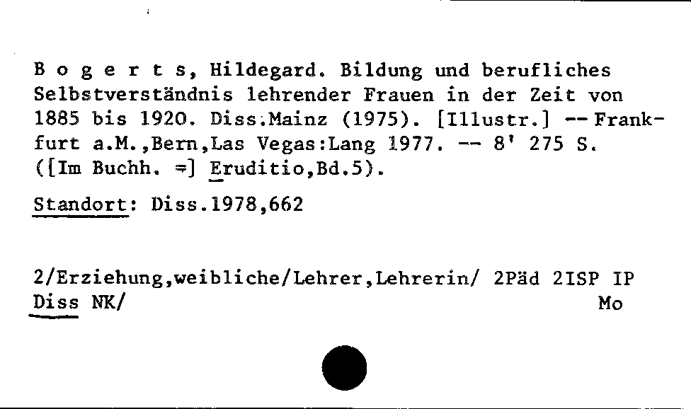 [Katalogkarte Dissertationenkatalog bis 1980]