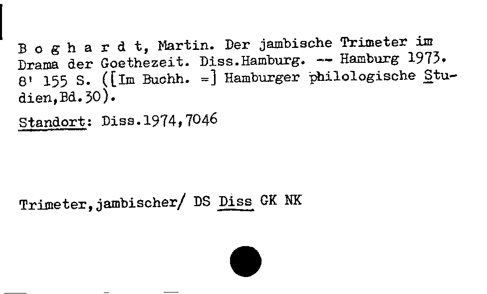 [Katalogkarte Dissertationenkatalog bis 1980]