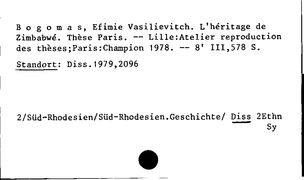 [Katalogkarte Dissertationenkatalog bis 1980]