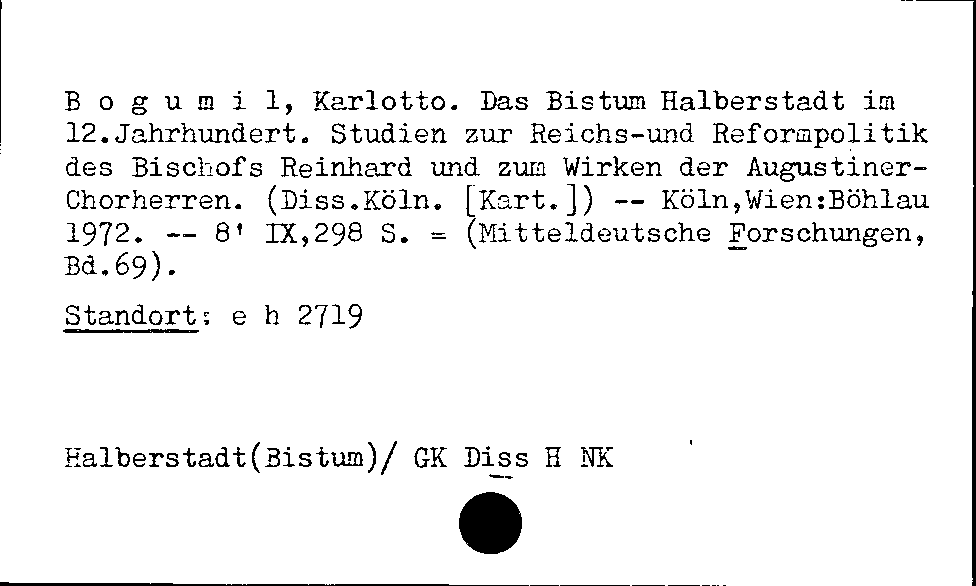 [Katalogkarte Dissertationenkatalog bis 1980]