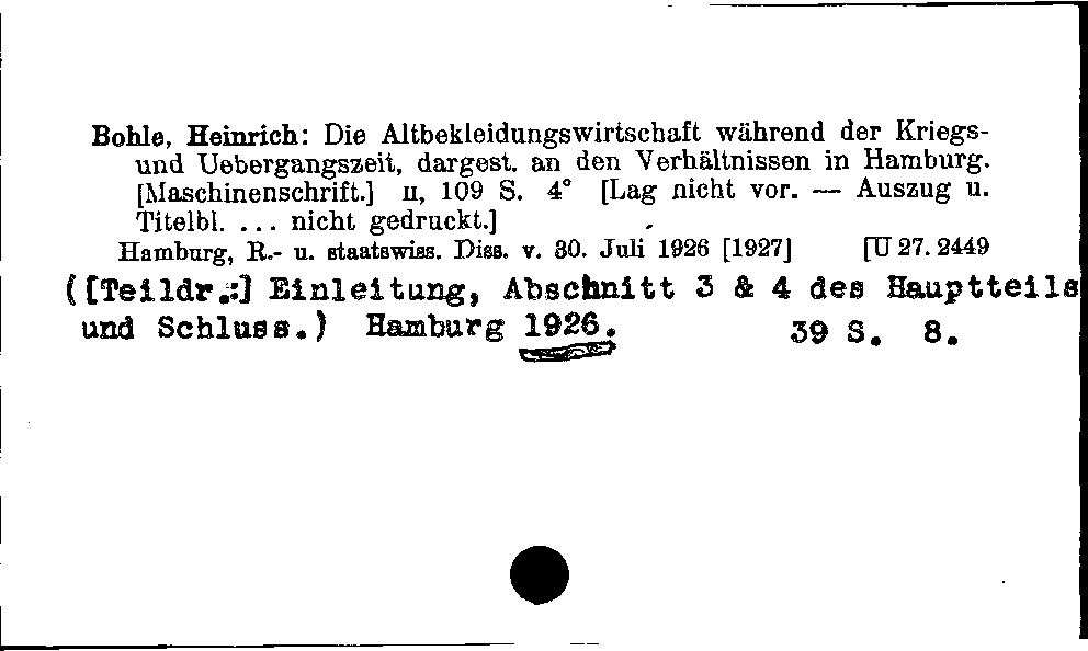 [Katalogkarte Dissertationenkatalog bis 1980]