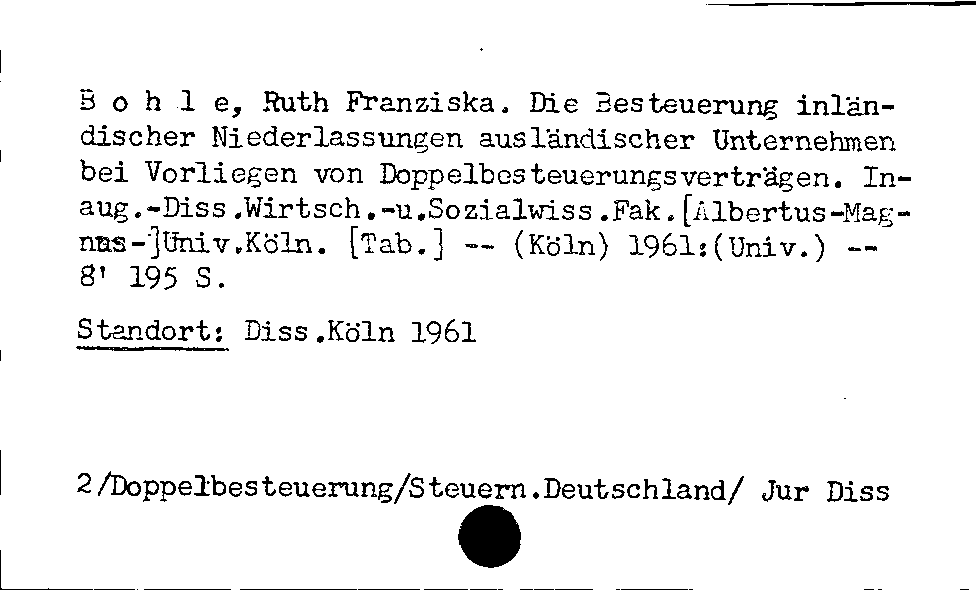 [Katalogkarte Dissertationenkatalog bis 1980]