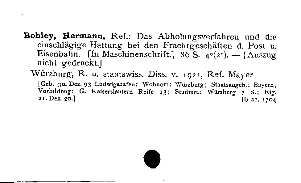 [Katalogkarte Dissertationenkatalog bis 1980]