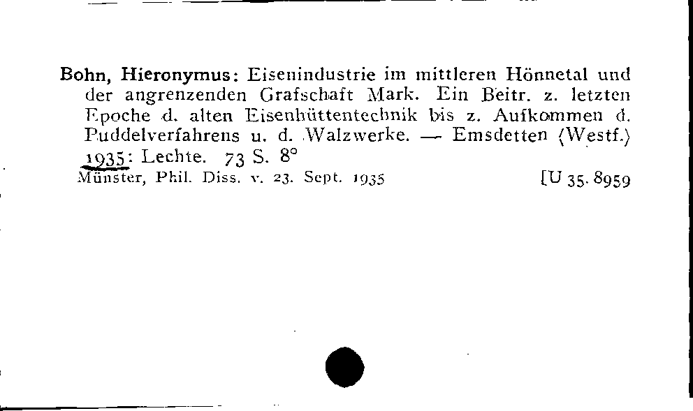 [Katalogkarte Dissertationenkatalog bis 1980]