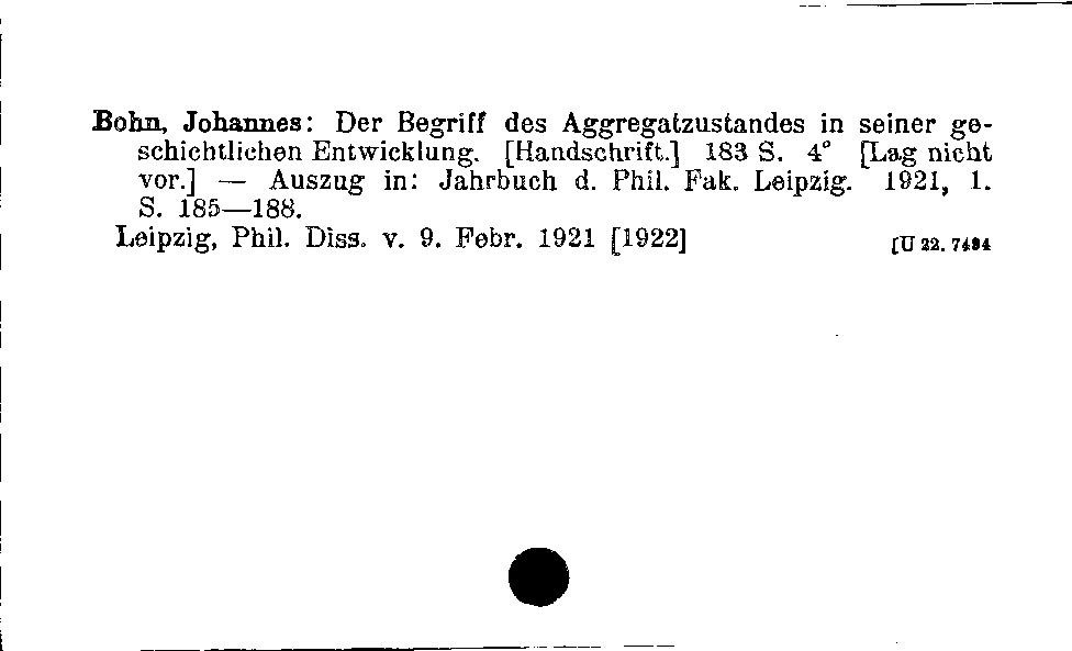 [Katalogkarte Dissertationenkatalog bis 1980]