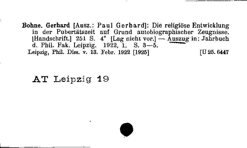 [Katalogkarte Dissertationenkatalog bis 1980]