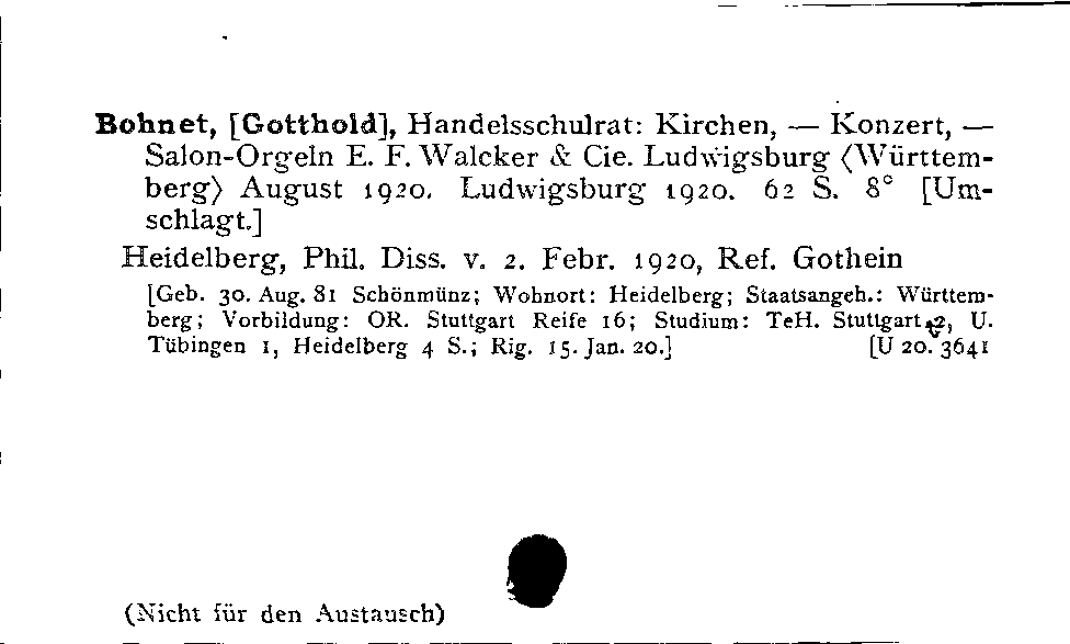 [Katalogkarte Dissertationenkatalog bis 1980]