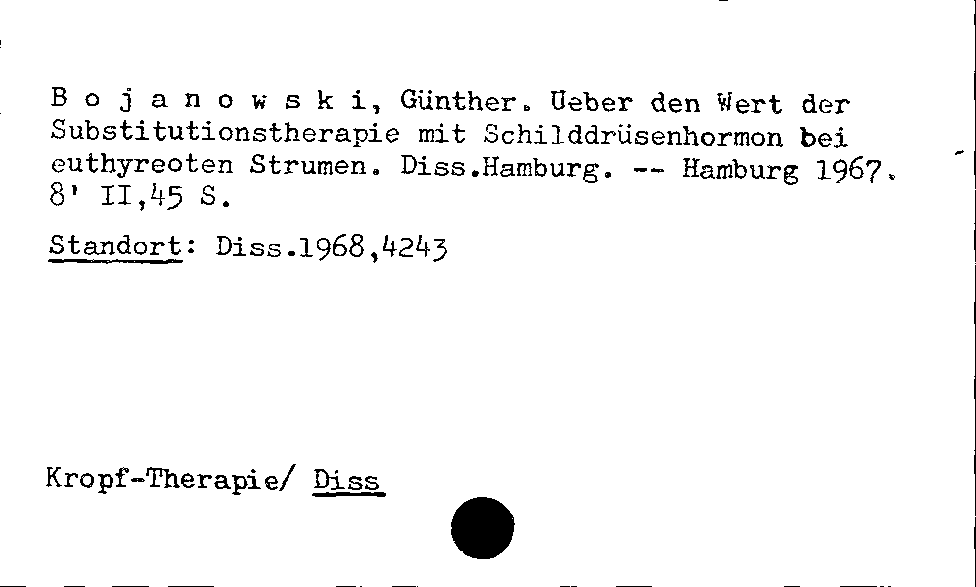 [Katalogkarte Dissertationenkatalog bis 1980]