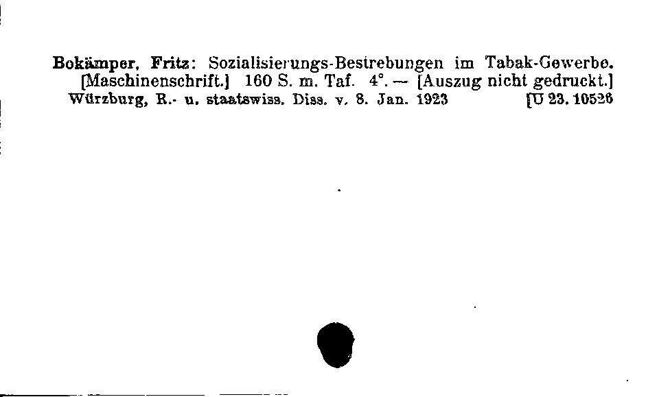 [Katalogkarte Dissertationenkatalog bis 1980]