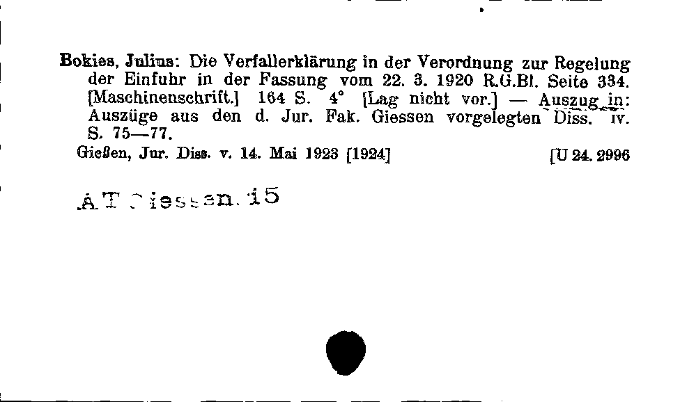 [Katalogkarte Dissertationenkatalog bis 1980]