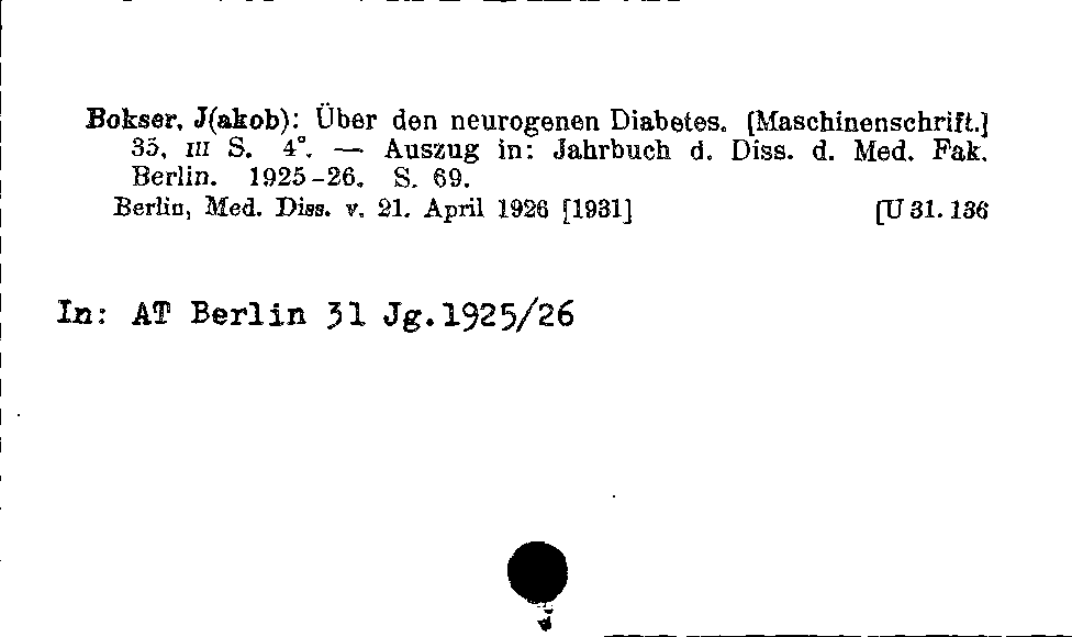 [Katalogkarte Dissertationenkatalog bis 1980]