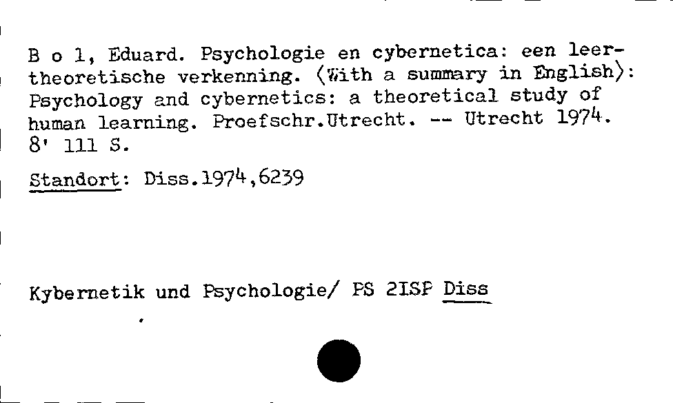 [Katalogkarte Dissertationenkatalog bis 1980]