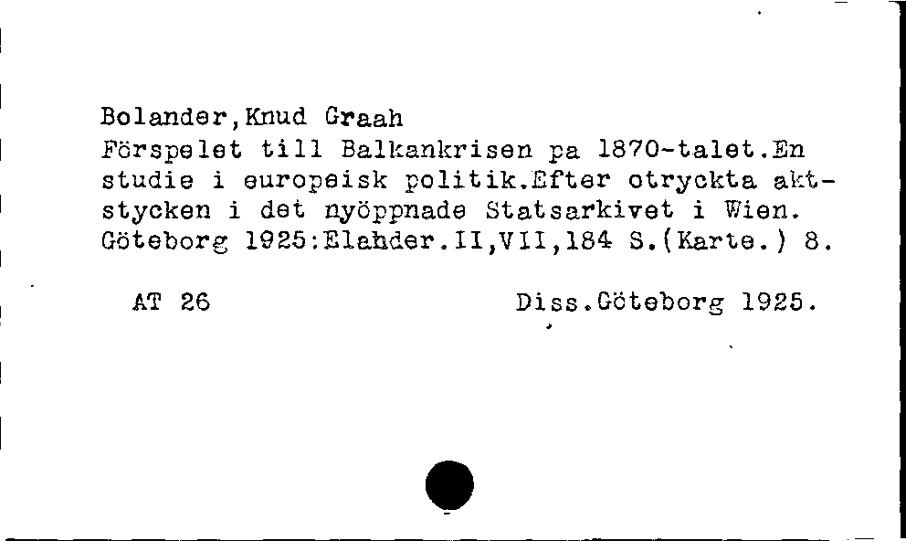 [Katalogkarte Dissertationenkatalog bis 1980]