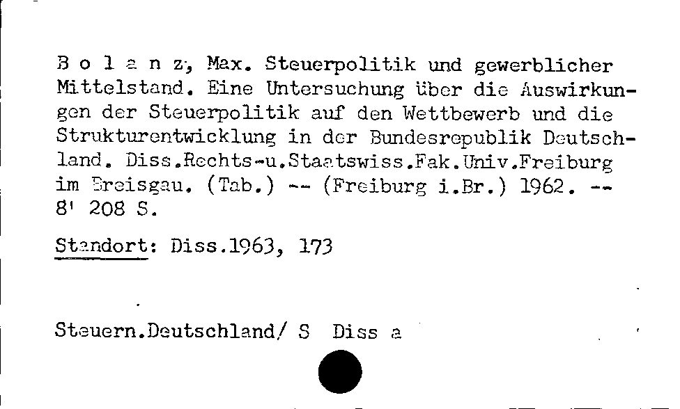 [Katalogkarte Dissertationenkatalog bis 1980]